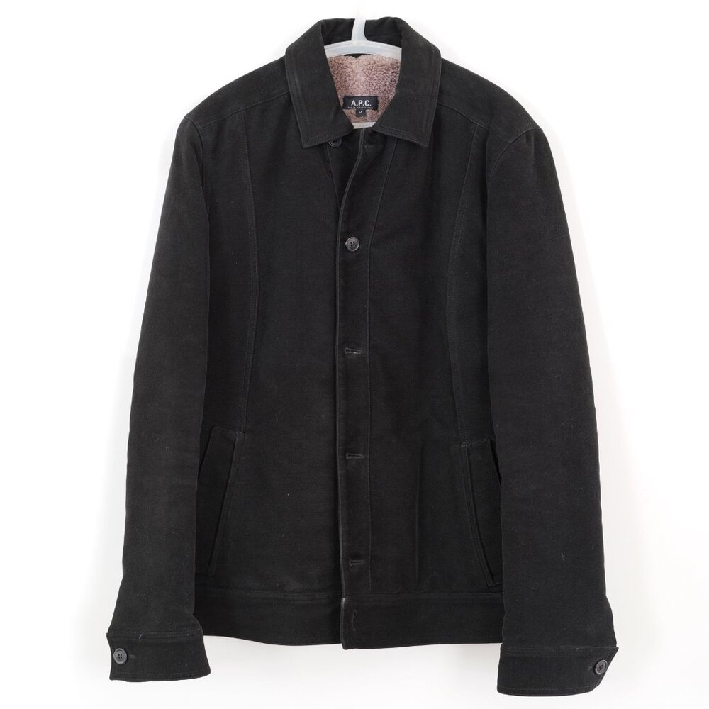 APC fleece lined corduroy jacket in black